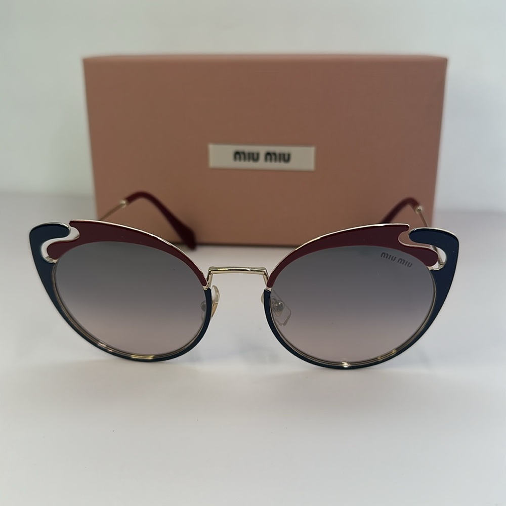 💯- New Authentic Miu Miu MU 57TS HB5GR0* 3N Metal Women Noir sunglasses - Picture 6 of 16